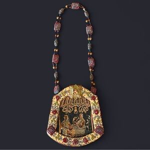 Mary Frances Beautiful Silk Embroidered & Beaded Shoulder Bag